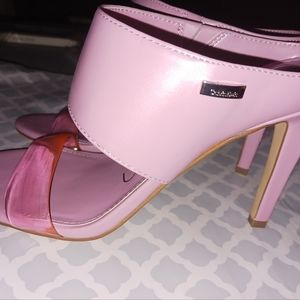 Bubble gum pink slip on heels